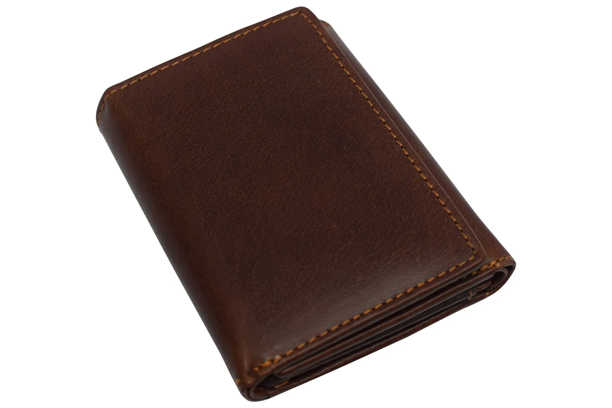 RFID1107BF Vintage Buffalo Leather Men's RFID Trifold Wallet With Double ID Windows