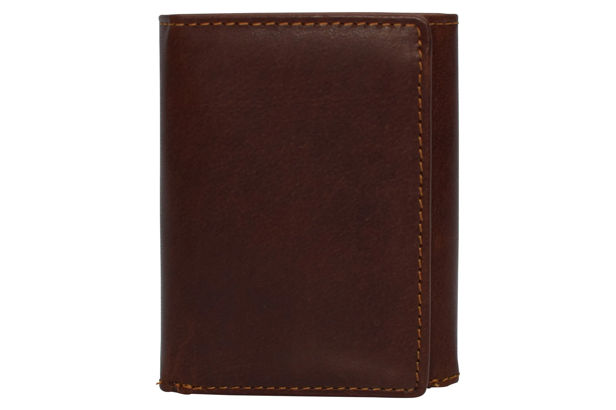 RFID1107BF Vintage Buffalo Leather Men's RFID Trifold Wallet With Double ID Windows