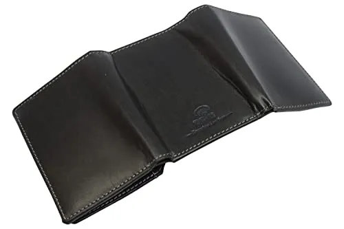 RFID1107BF Vintage Buffalo Leather Men's RFID Trifold Wallet With Double ID Windows