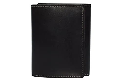 RFID1107BF Vintage Buffalo Leather Men's RFID Trifold Wallet With Double ID Windows