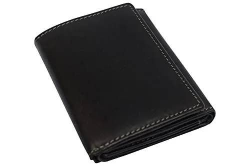 RFID1107BF Vintage Buffalo Leather Men's RFID Trifold Wallet With Double ID Windows