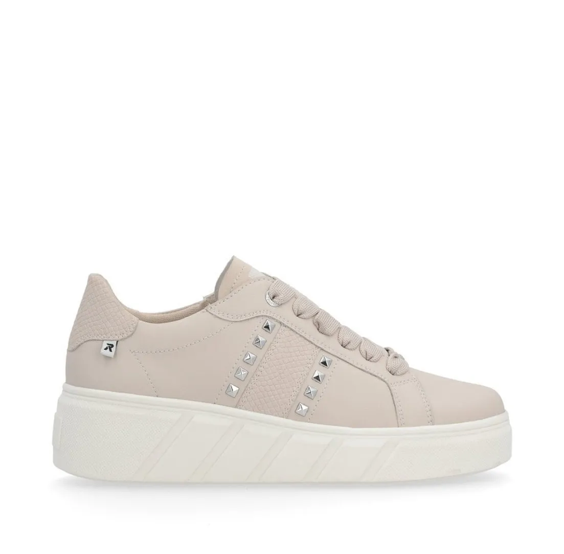 Rieker Evolution W0506-31 Blush Pink Leather Flatform Trainer