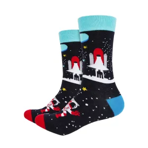 Rocketship Printed Crew Length Socks