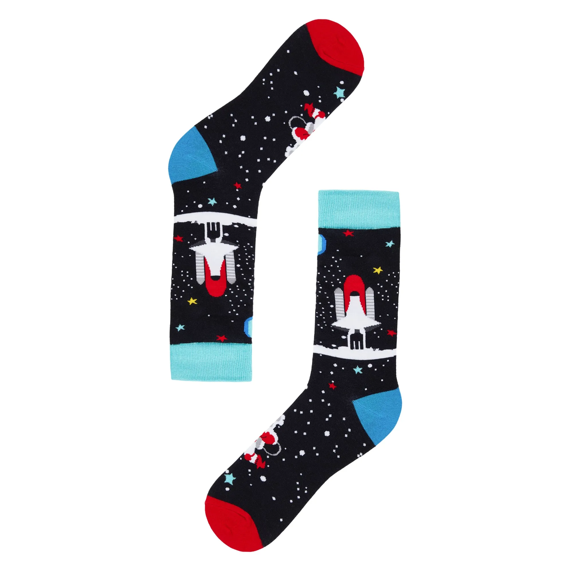 Rocketship Printed Crew Length Socks