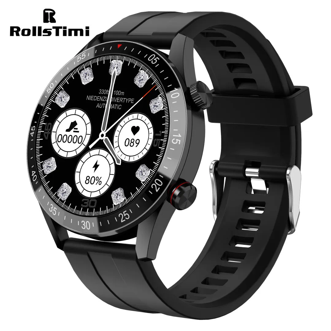 RollsTimi RTH5 Fashion Men's Smart Watch Business Sports Fitness Tracker Heart Rate Blood Pressure Smartwatch for Women Bluetooth Calls