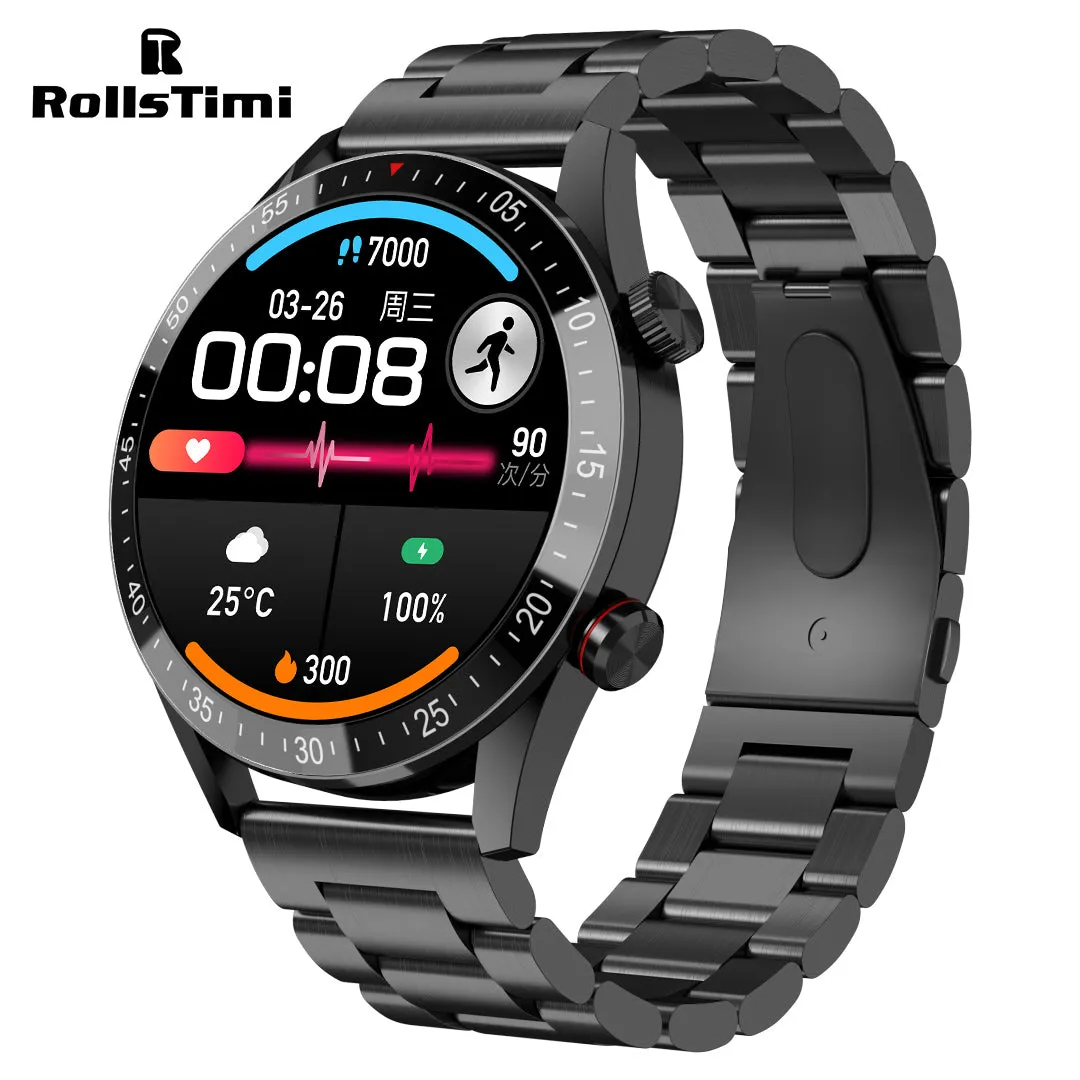 RollsTimi RTH5 Fashion Men's Smart Watch Business Sports Fitness Tracker Heart Rate Blood Pressure Smartwatch for Women Bluetooth Calls