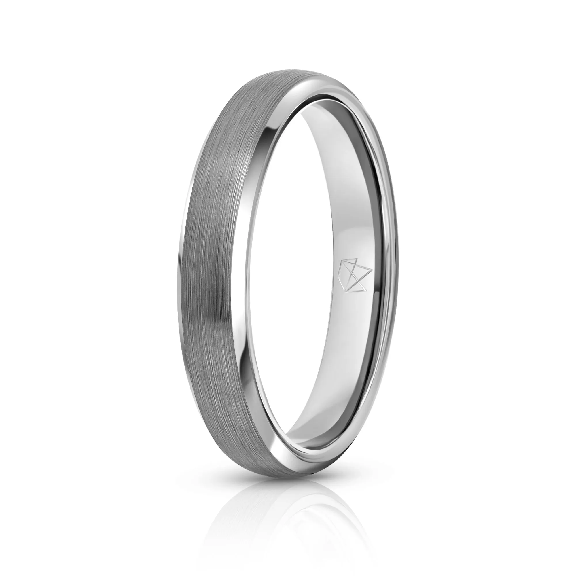 Silver Tungsten Ring - Sterling Silver - 4MM