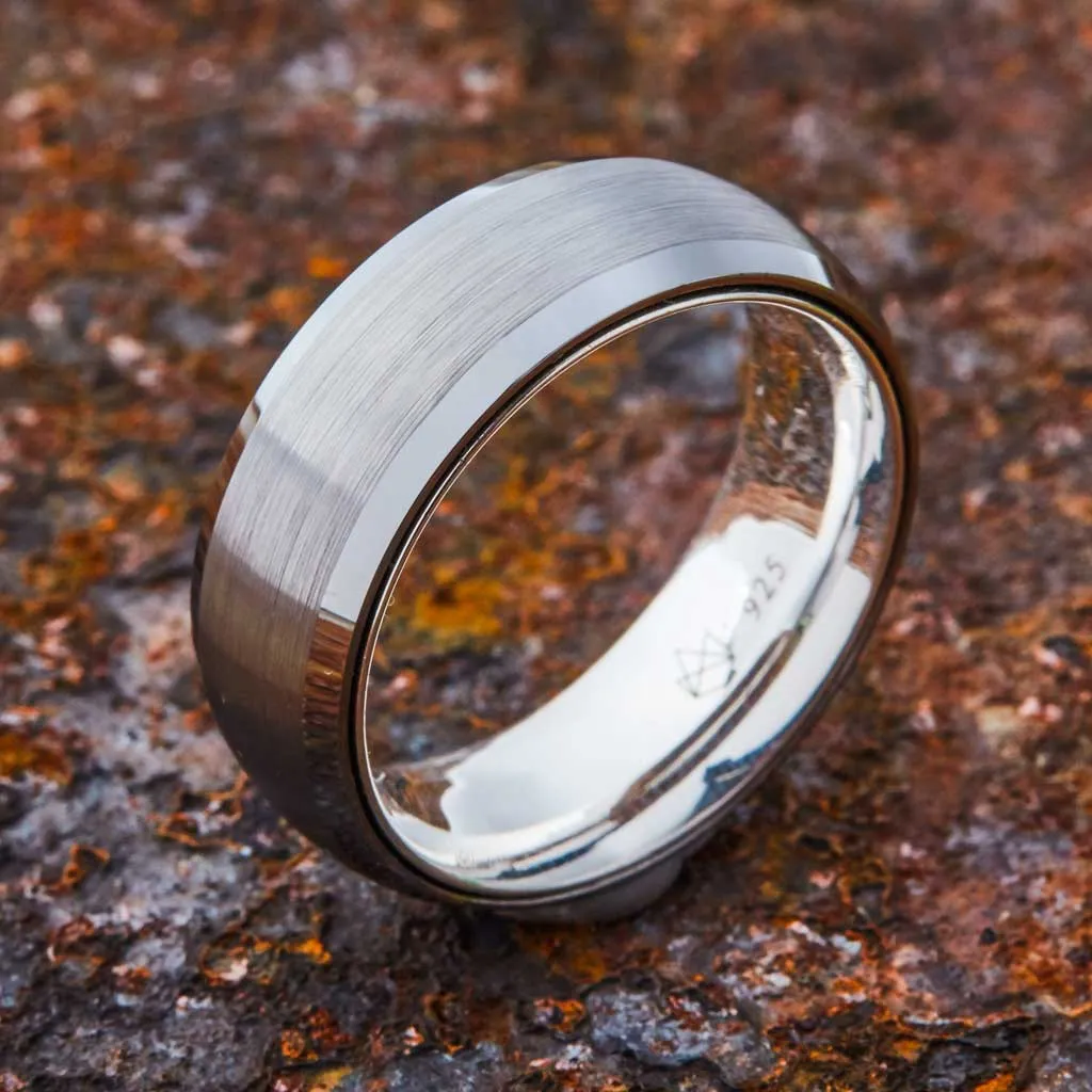 Silver Tungsten Ring - Sterling Silver