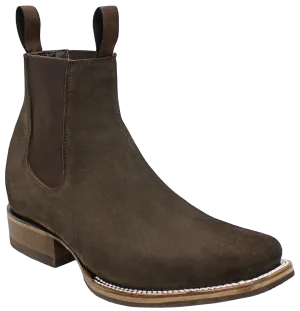 Silverton Suede Genuine Leather Square Toe Short Boot (Chocolate)