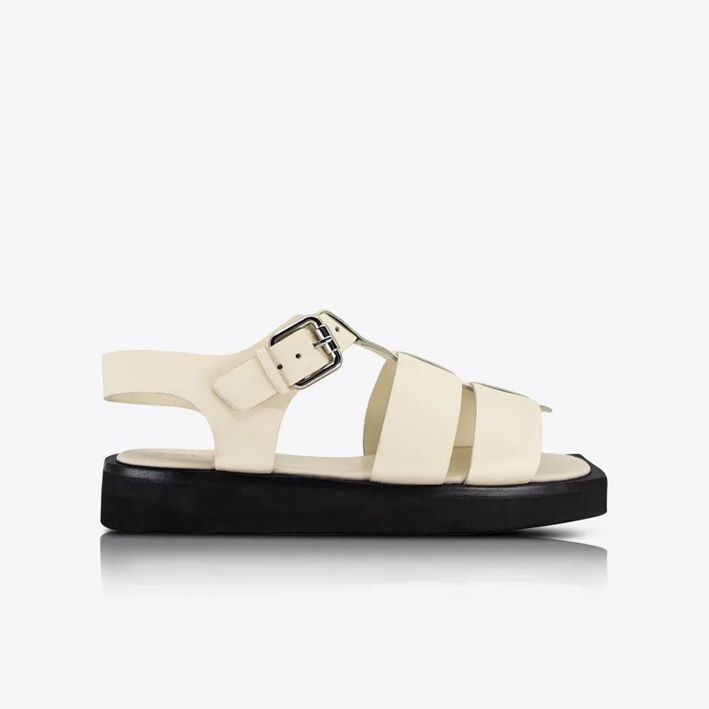 Sol Sana Hawkins Sandal in Off White and Black