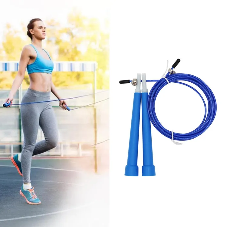 Steel Wire Skipping Skip Adjustable Fitness Jump Rope，Length: 3m(Blue)