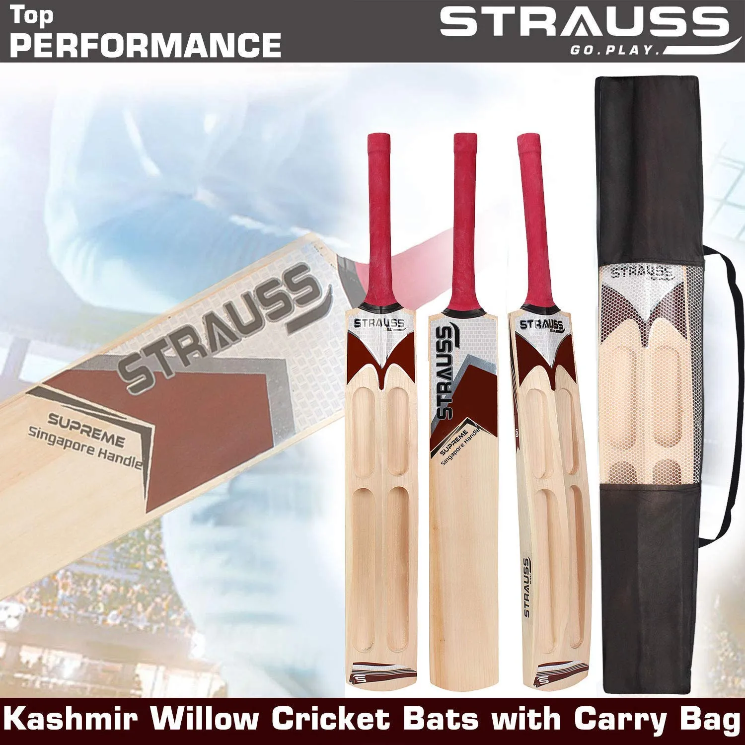 Strauss Supreme Scoop Tennis Cricket Bat,Plain, (Singapur Handle)