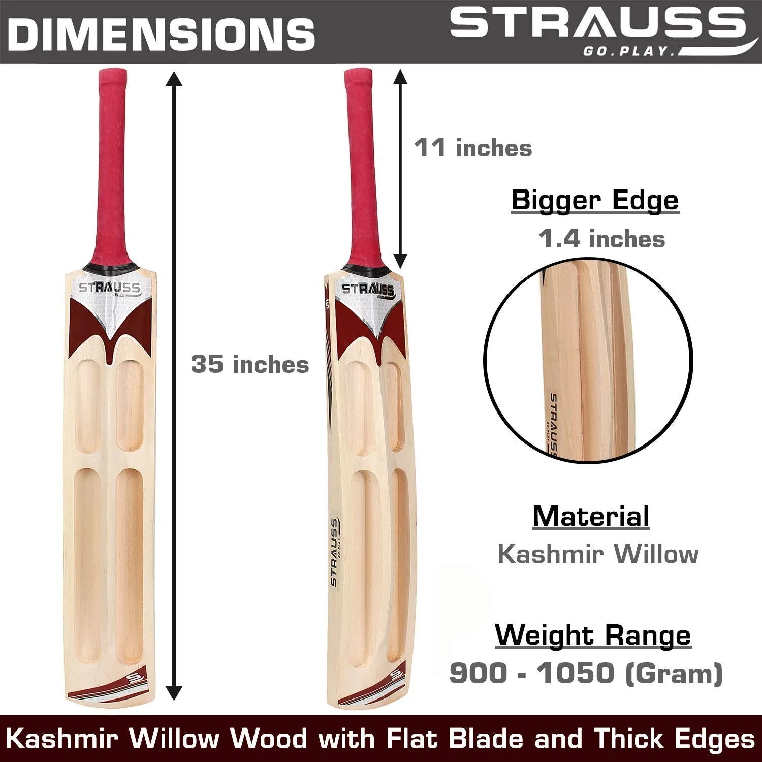 Strauss Supreme Scoop Tennis Cricket Bat,Plain, (Singapur Handle)