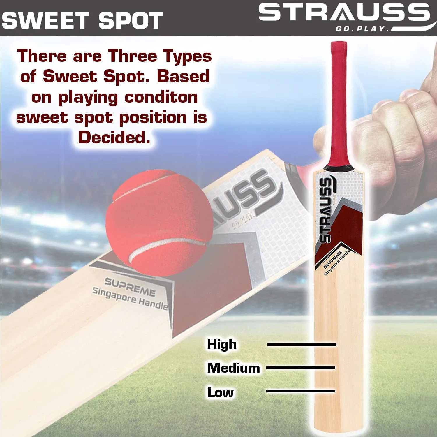 Strauss Supreme Scoop Tennis Cricket Bat,Plain, (Singapur Handle)