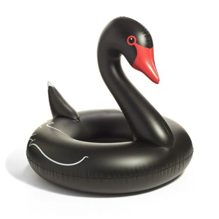 Swan Shaped Inflatable Floating Swimming Safety Pool Ring, Inflated Size: 110cm (Black)