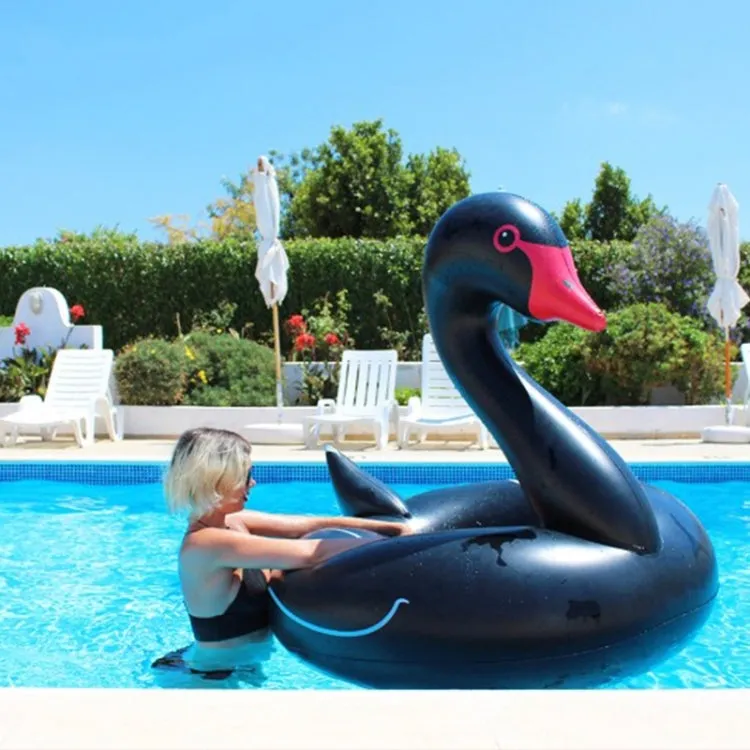 Swan Shaped Inflatable Floating Swimming Safety Pool Ring, Inflated Size: 110cm (Black)