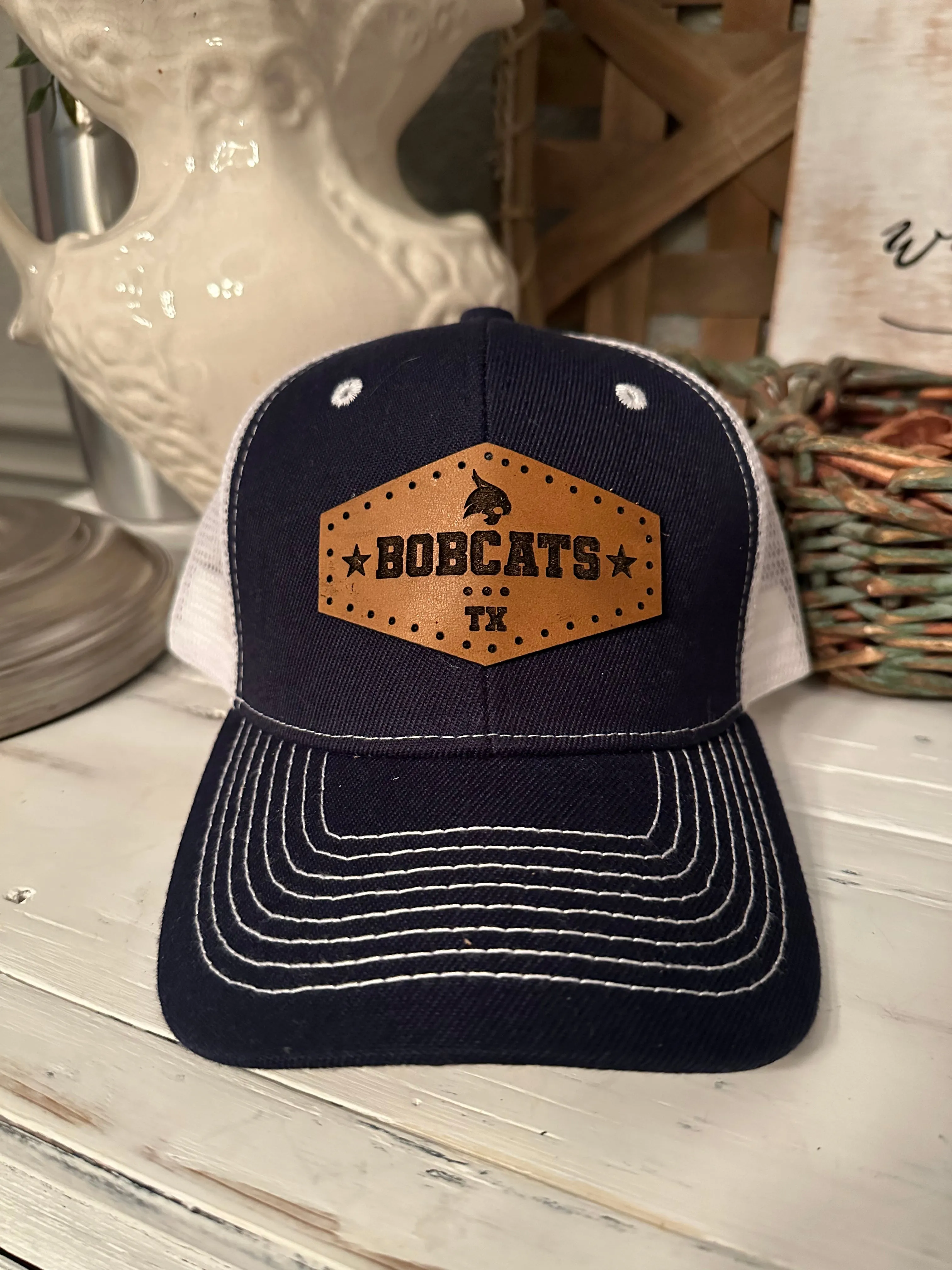 Texas Bobcat Leather Trucker Hat