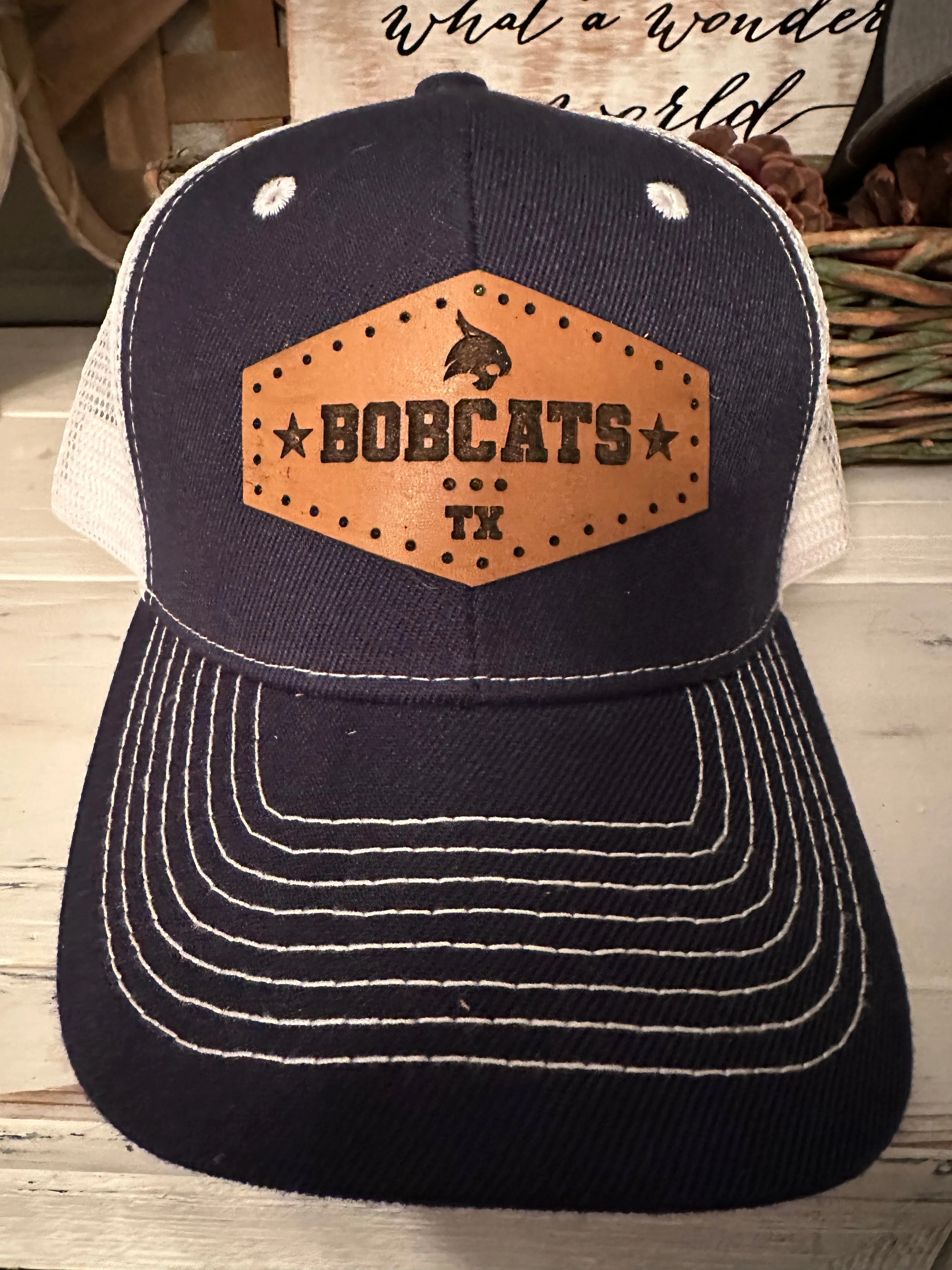 Texas Bobcat Leather Trucker Hat