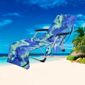 Tie Dye Microfiber Beach Recliner Cover Absorbent Quick Dry Recliner Mat(Green)