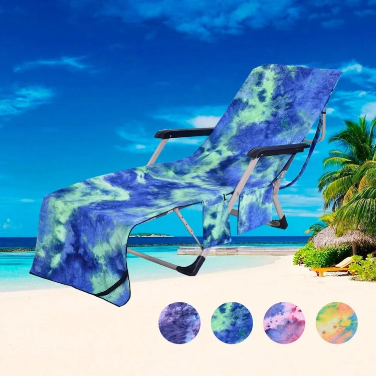 Tie Dye Microfiber Beach Recliner Cover Absorbent Quick Dry Recliner Mat(Green)