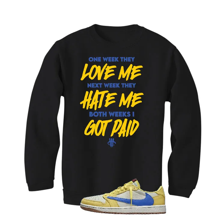 Travis Scott x Air Jordan 1 Low OG “Canary” | illcurrency Black T-Shirt (Paid)