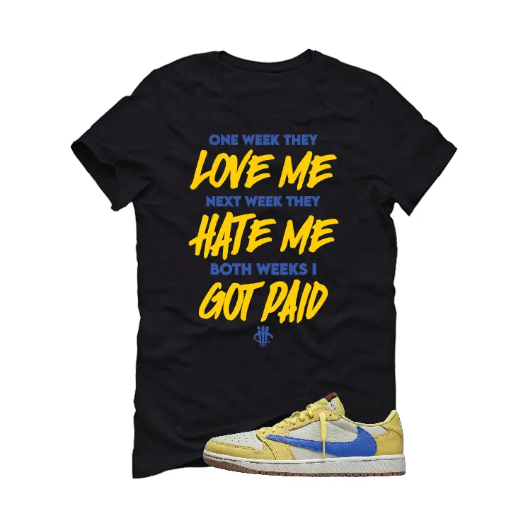 Travis Scott x Air Jordan 1 Low OG “Canary” | illcurrency Black T-Shirt (Paid)