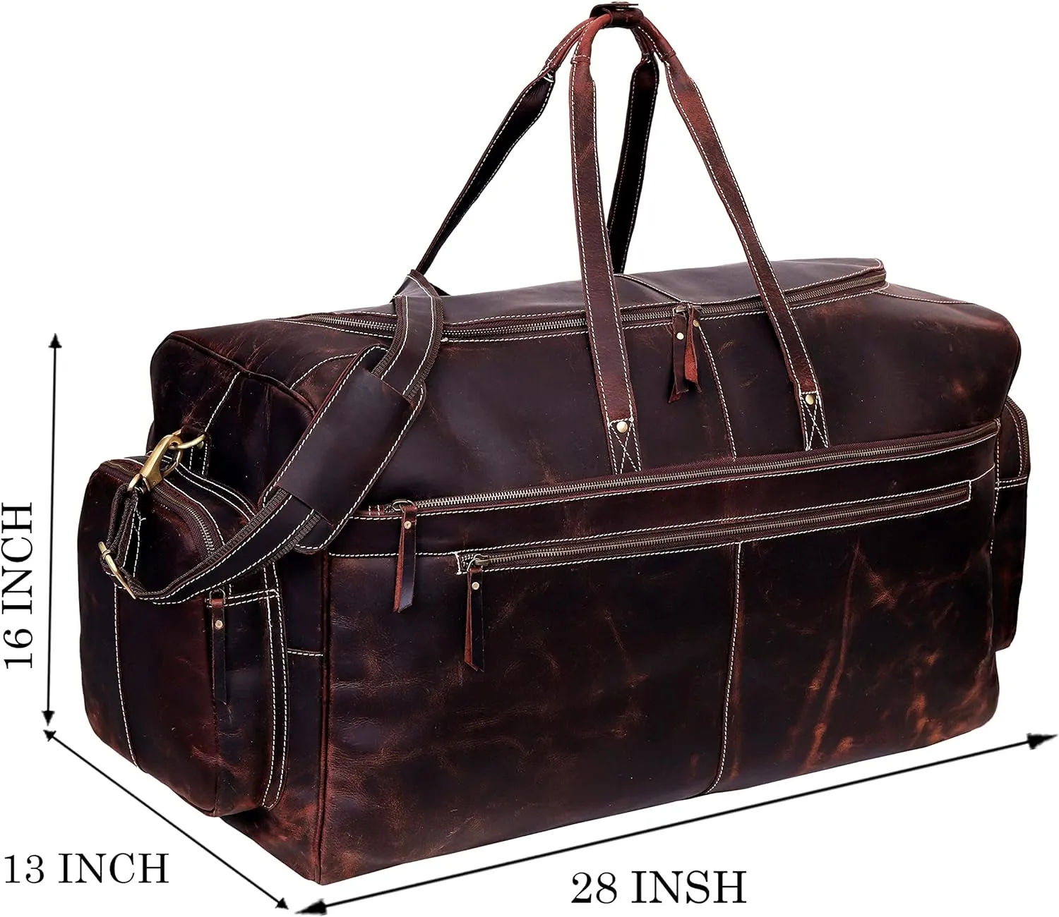 Ultimate 28-Inch Vintage Leather Men's Travel Duffel: The Ideal Overnight Gym, Sports, and Weekend Companion