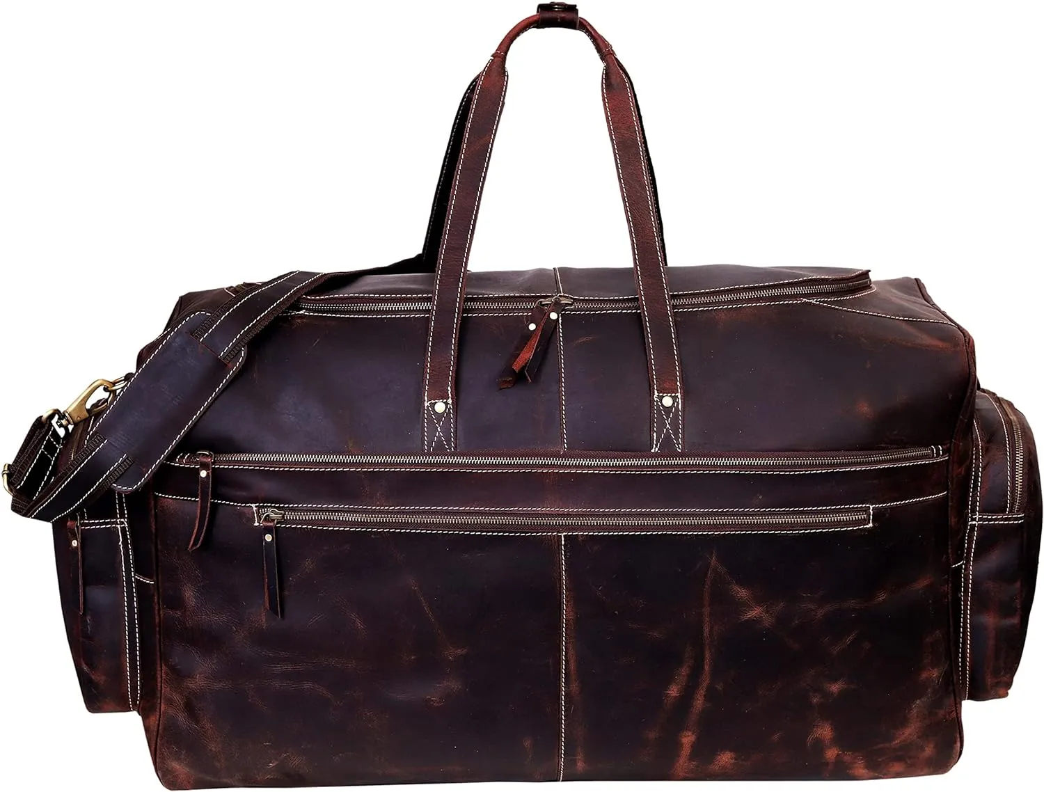 Ultimate 28-Inch Vintage Leather Men's Travel Duffel: The Ideal Overnight Gym, Sports, and Weekend Companion