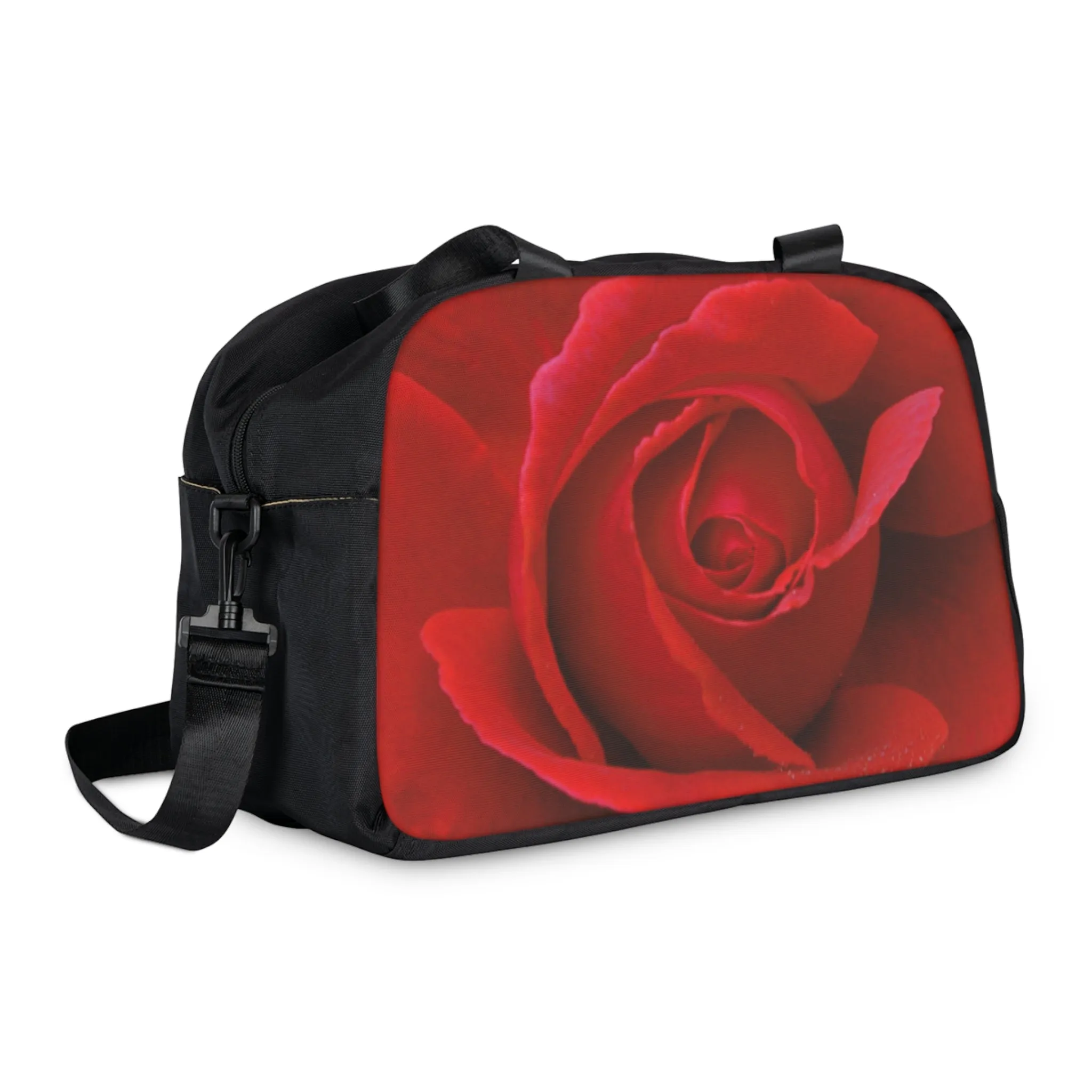 Vibrant Red Rose Fitness Handbag