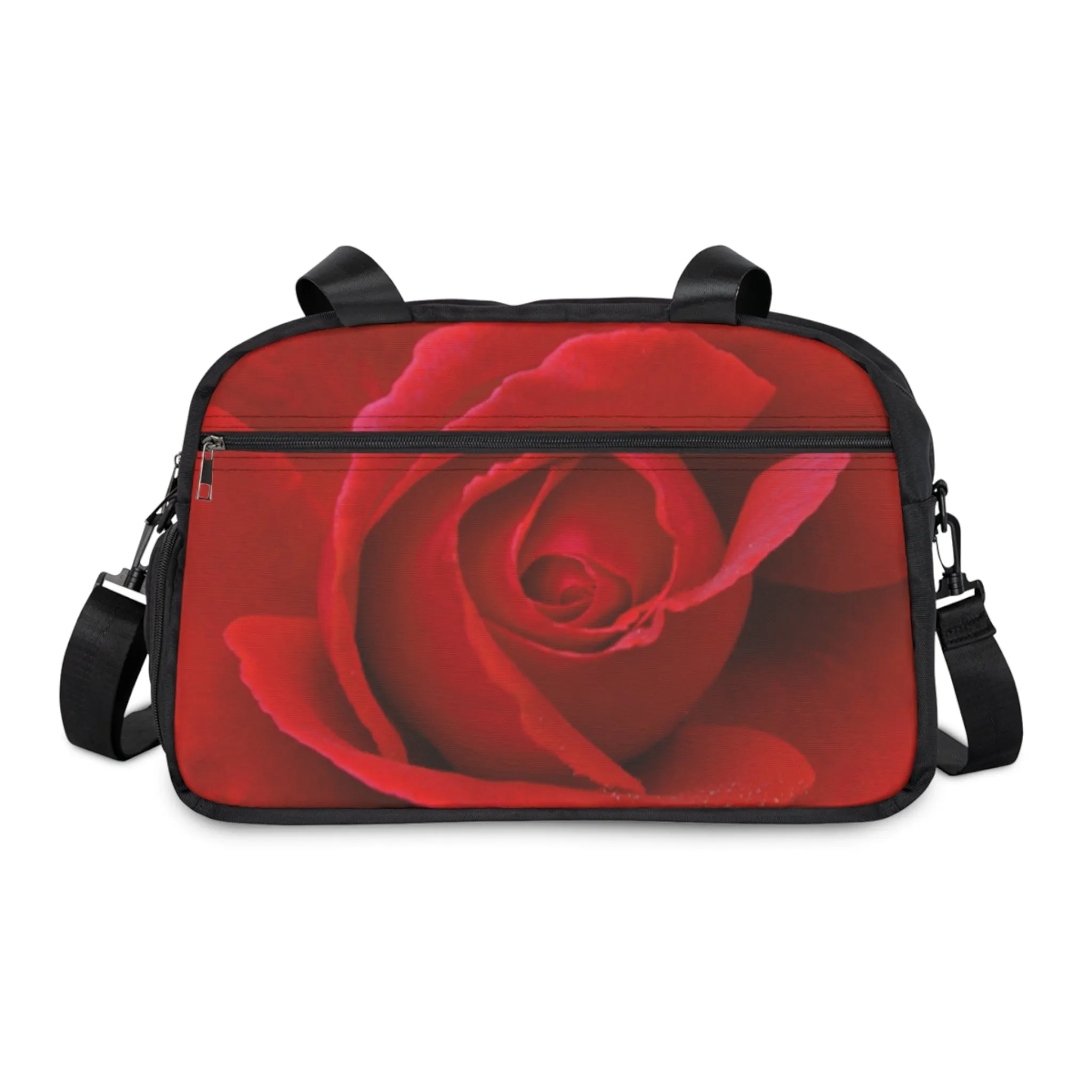 Vibrant Red Rose Fitness Handbag