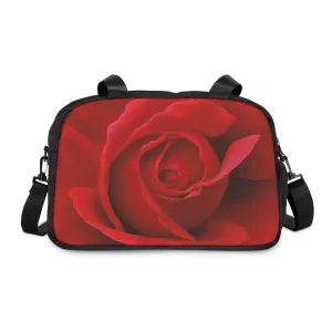 Vibrant Red Rose Fitness Handbag