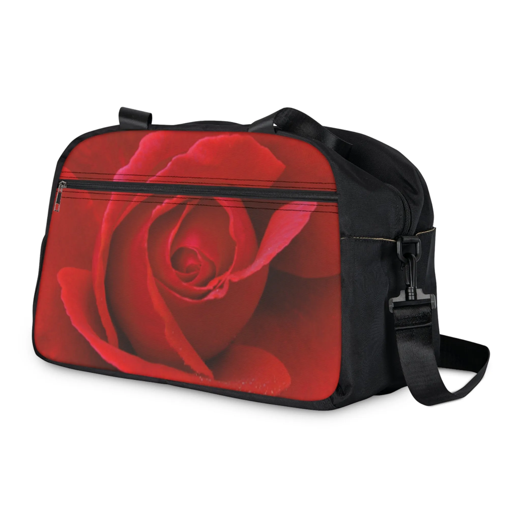 Vibrant Red Rose Fitness Handbag