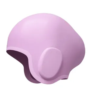 WAVE Waterproof Solid Color Ear Guard Silicone Swimming Cap, Color: Long Hair Pink Purple