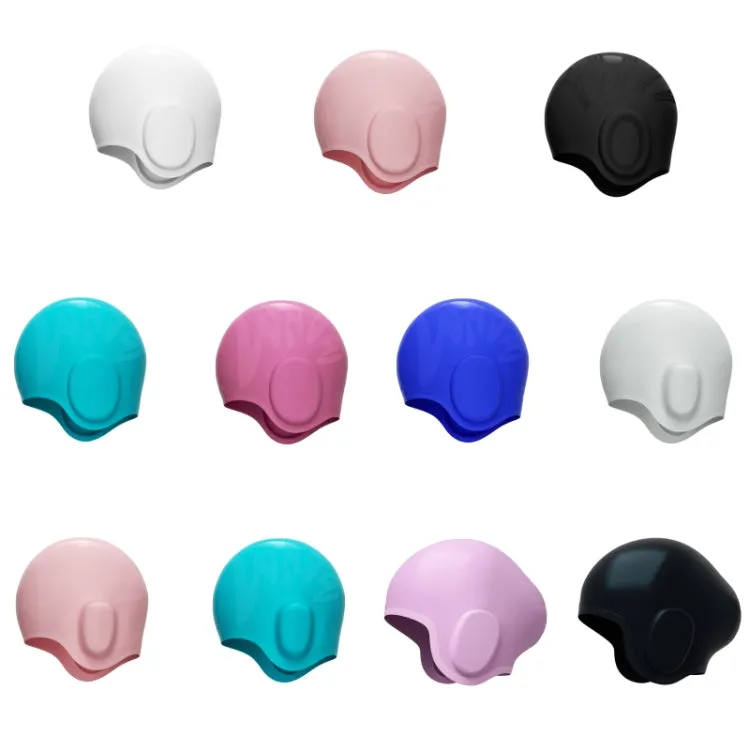 WAVE Waterproof Solid Color Ear Guard Silicone Swimming Cap, Color: Long Hair Pink Purple