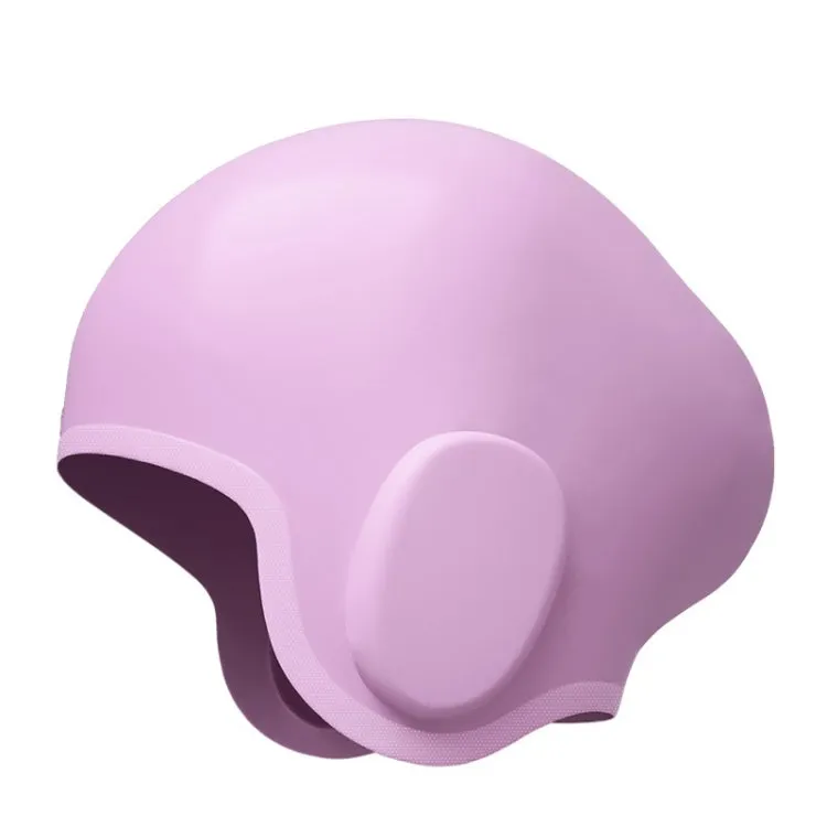 WAVE Waterproof Solid Color Ear Guard Silicone Swimming Cap, Color: Long Hair Pink Purple