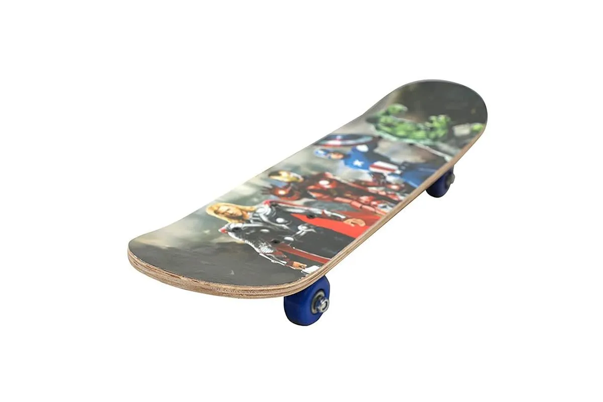 WEOL Wooden Skate Board for Kids/Girl/Boys 3-12 Years Portable Handheld Skateboard 4 Wheels Mini Cruiser 24 x 6 Inch Skating Board Beginners Long Board for Boys, Kids (Avenger Print)