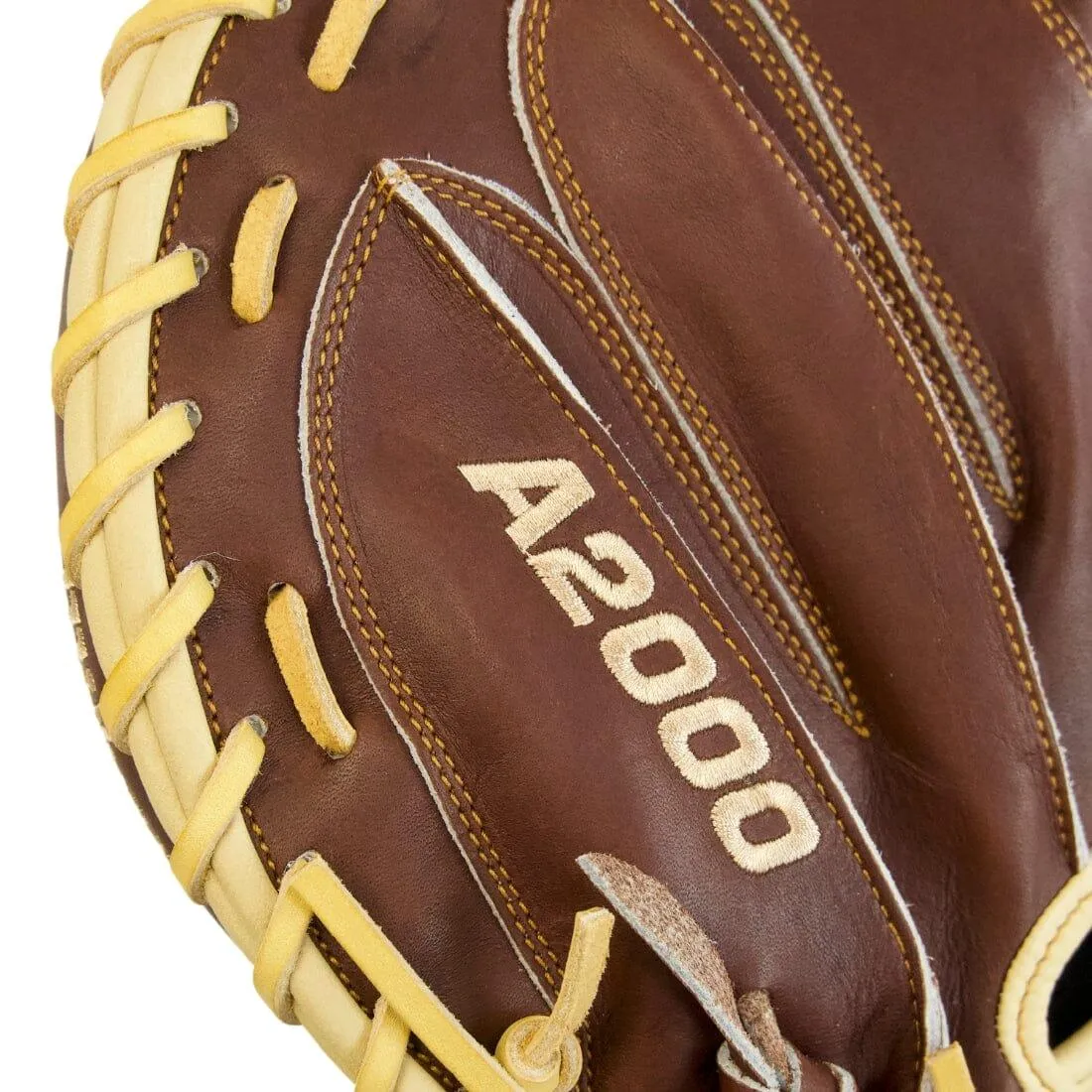 Wilson A2000 CM33 "Ole' Hickory" 33" Baseball Catcher's Mitt: Dark Brown and Blonde