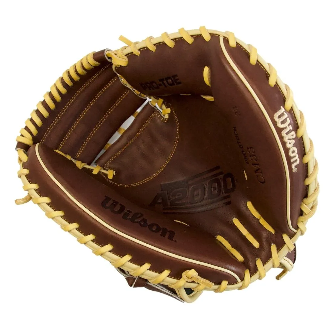 Wilson A2000 CM33 "Ole' Hickory" 33" Baseball Catcher's Mitt: Dark Brown and Blonde