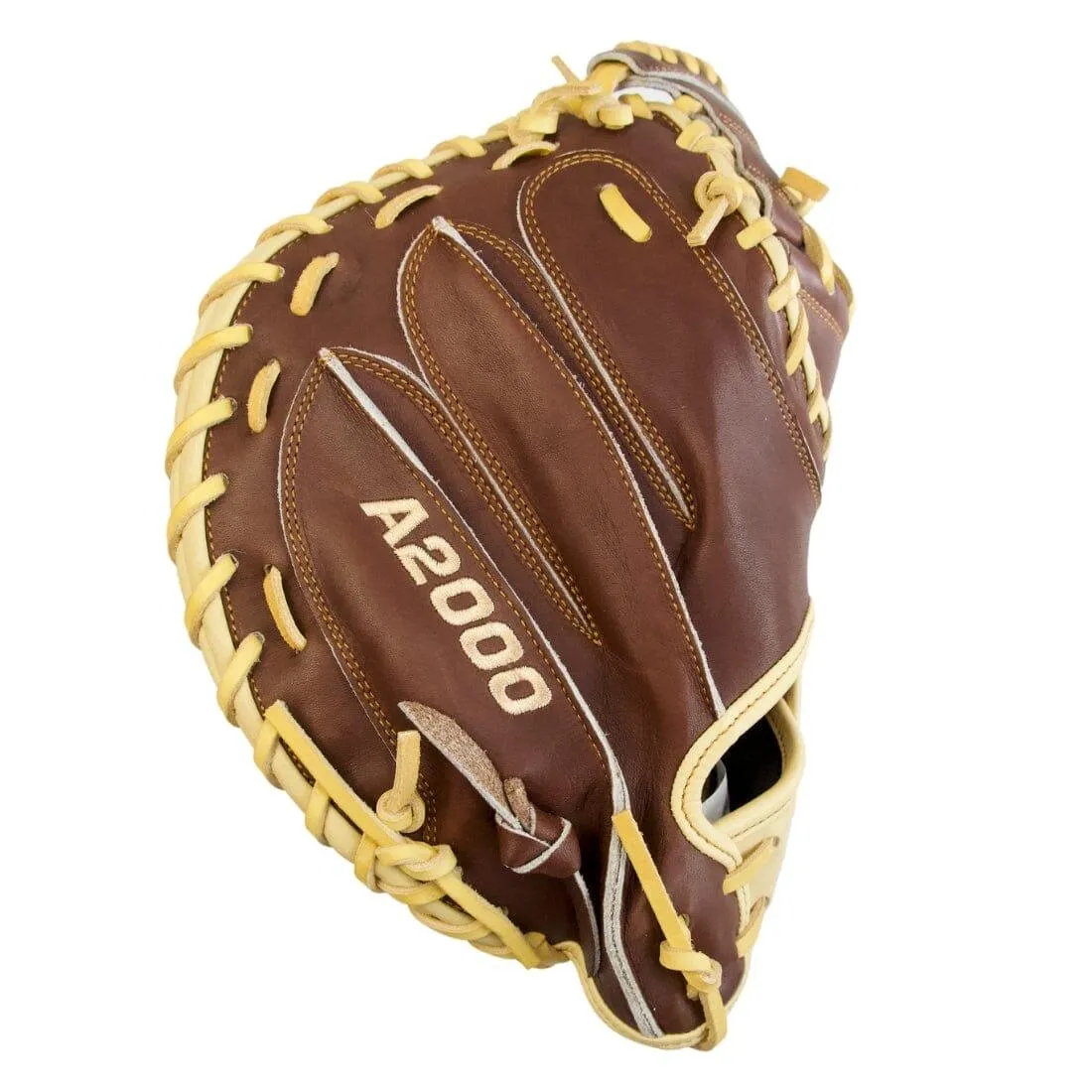 Wilson A2000 CM33 "Ole' Hickory" 33" Baseball Catcher's Mitt: Dark Brown and Blonde