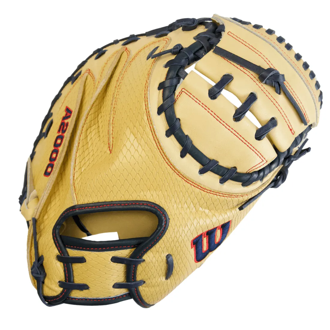 Wilson A2000 CM33 SuperSnakeSkin "Golden Viper" 33" Baseball Catcher's Mitt: Blonde and Navy