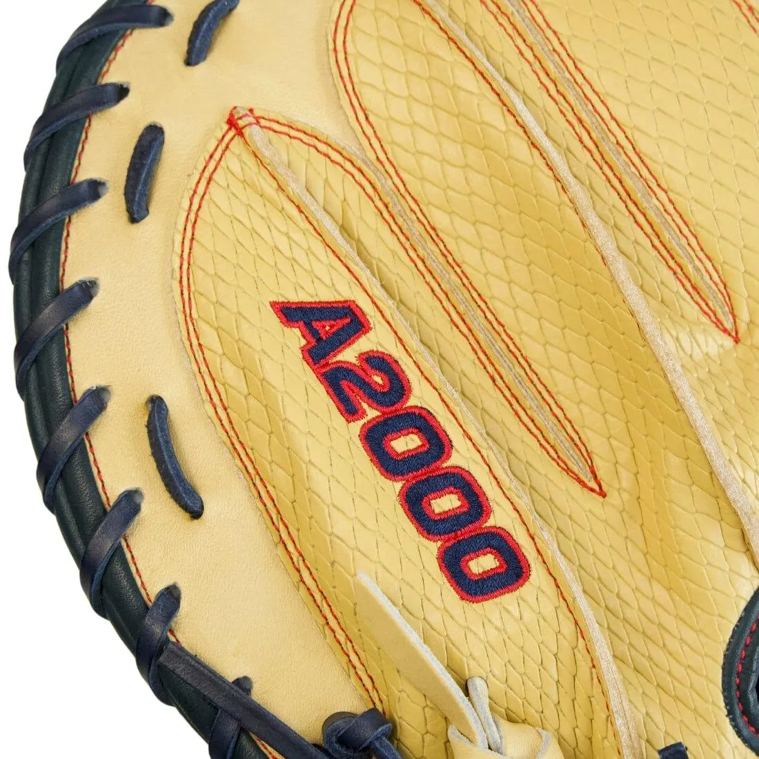 Wilson A2000 CM33 SuperSnakeSkin "Golden Viper" 33" Baseball Catcher's Mitt: Blonde and Navy