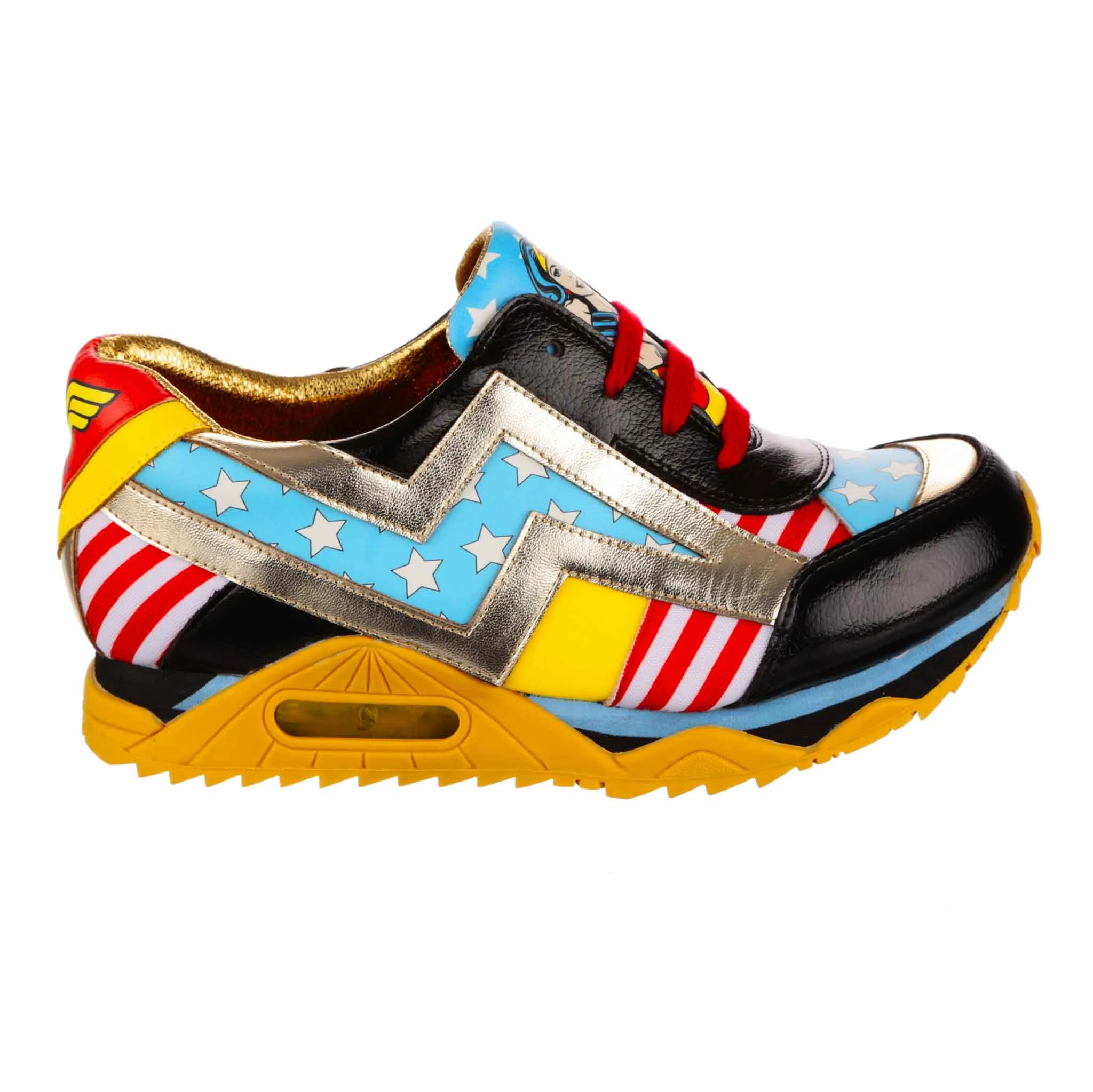 Wonder Woman in Gold/Black/Blue/Yellow by Irregular Choice