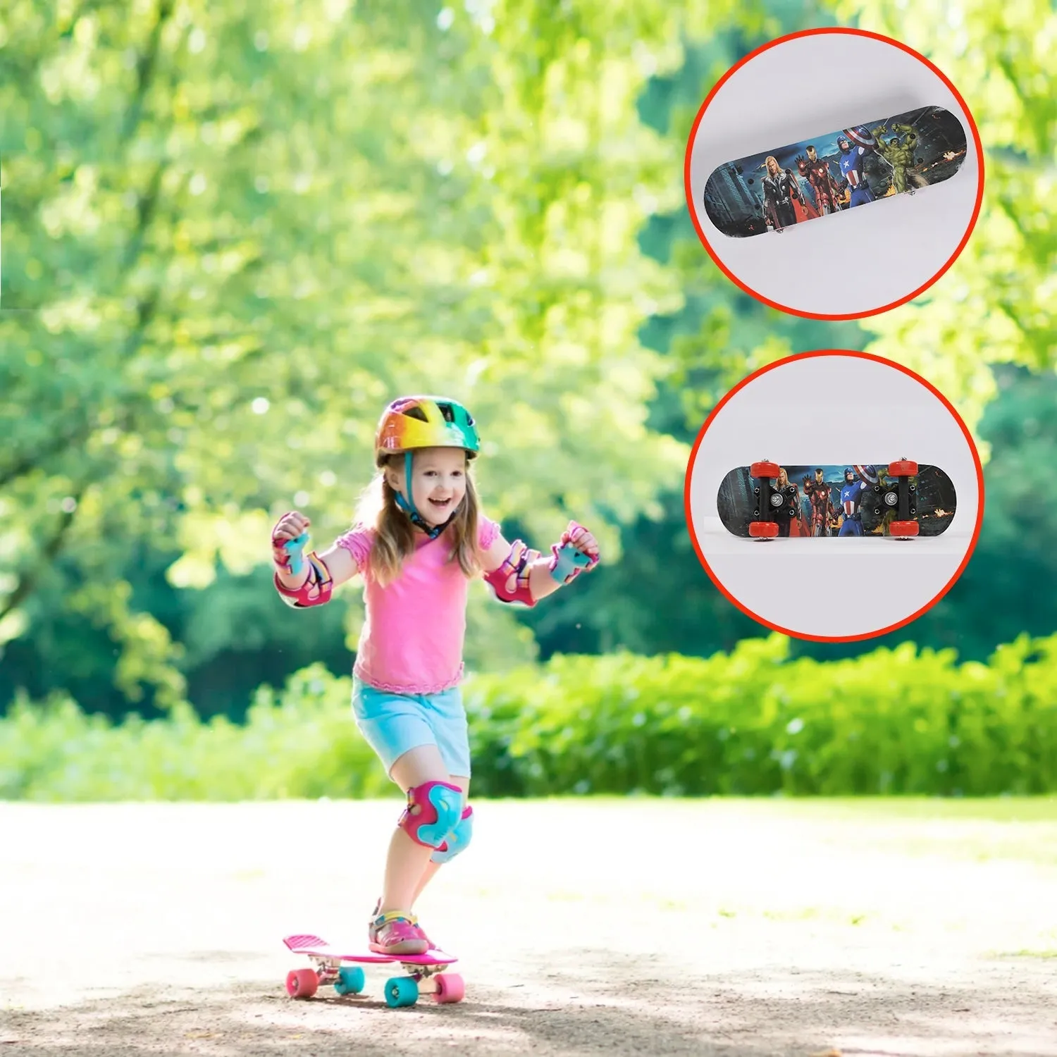 Wood Skateboard Skating Board Lightweight Board Cool Skate Board for Beginner/Kids/Teens/Adult and Return Gift Item (Roller Skate)