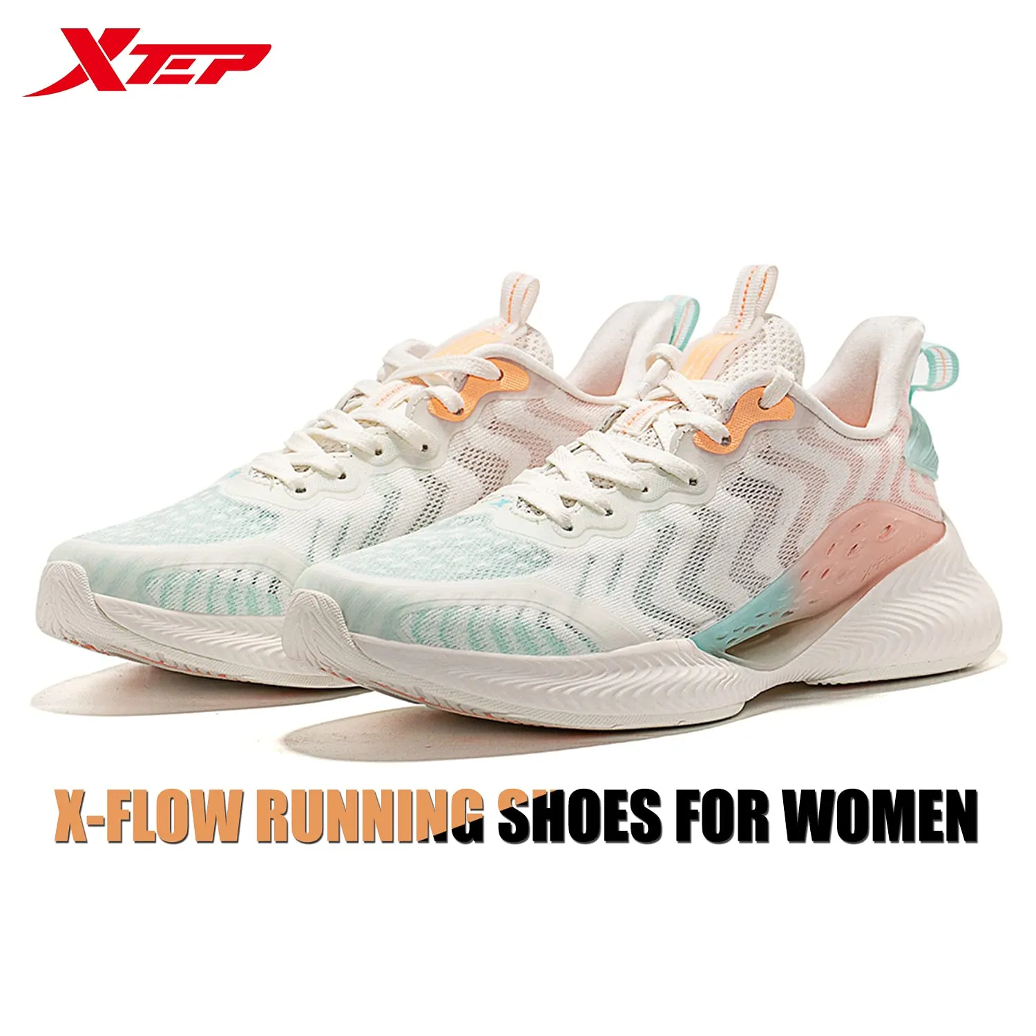 XTEP Women's Beige Textile Synthetic Leather Upper Flexible RB Sole Running Shoes (3 UK)