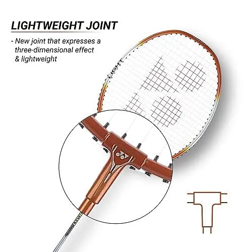 YONEX ZR 100 light Aluminium Strung Badminton Racket with Full Racket Cover (Orange/White) | For Beginners | 95 grams | Maximum String Tension - 26lbs