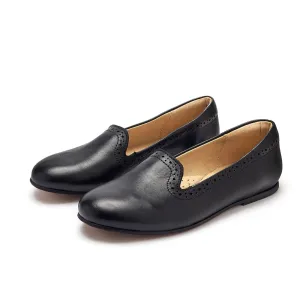 Young Soles Sindy Black Leather Slipper Shoes